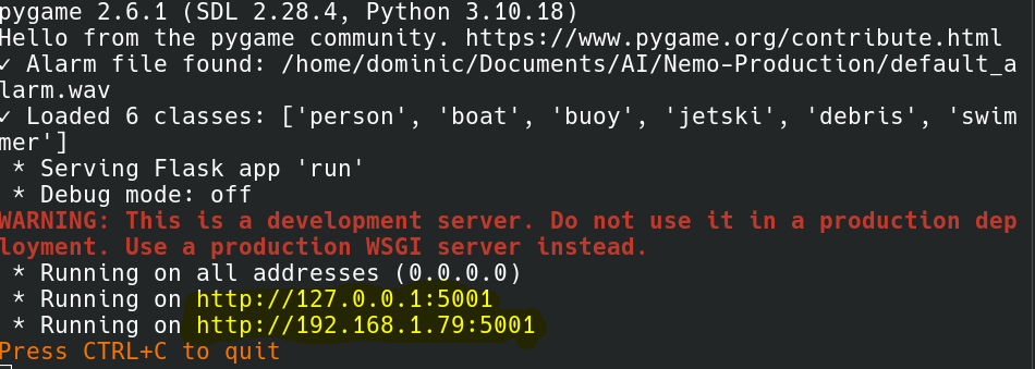 Nemo terminal showing QR code